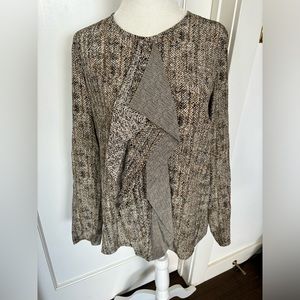 MaxMara 100% Silk Snakeskin Print Blouse With Ruffle Sz 4 #0375